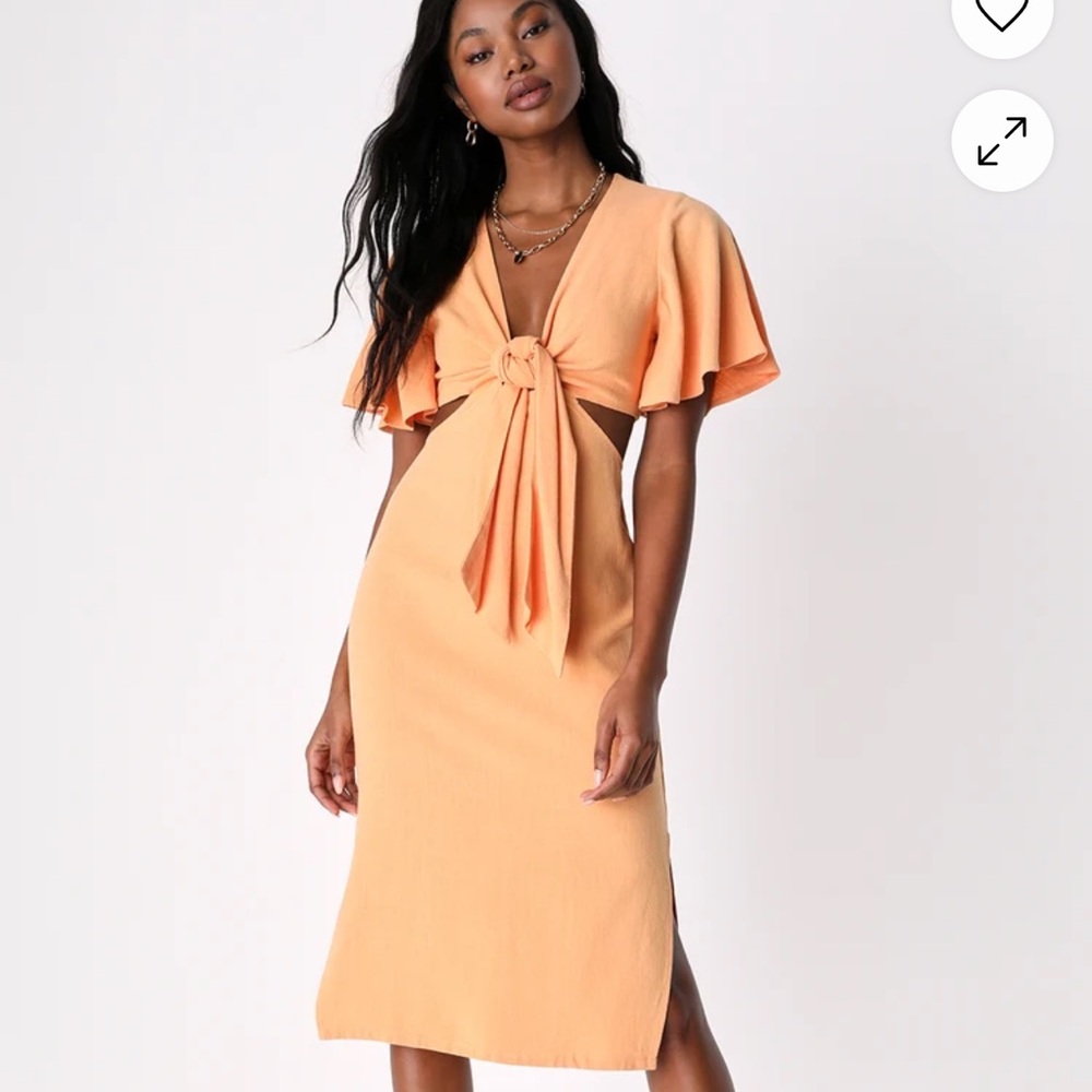 Lulu’s Elegant Orange Midi Dress NWOT